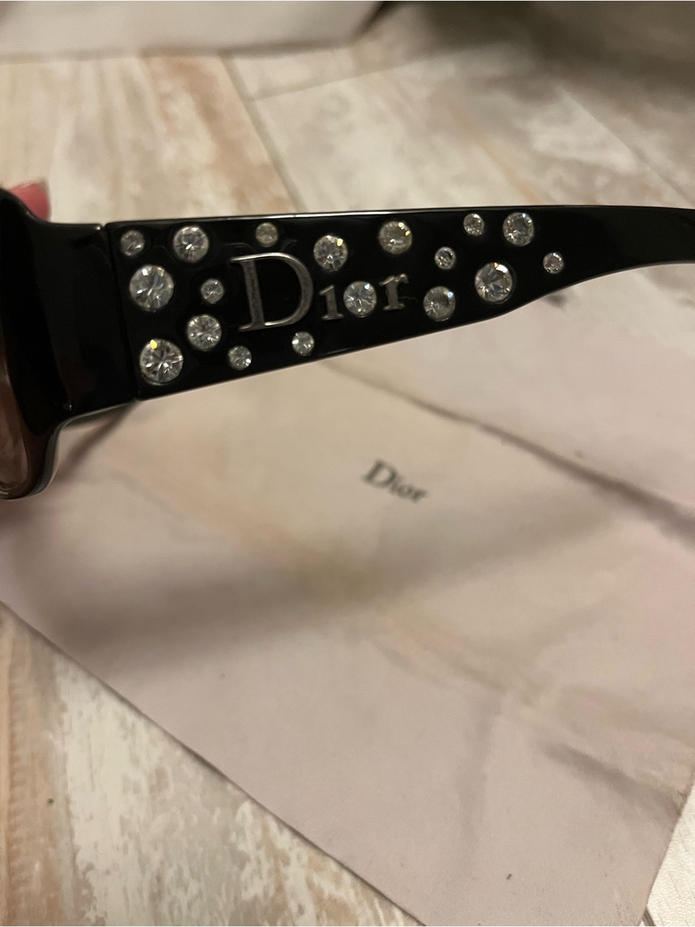 Dior Black Frame Sunglasses with Crystals